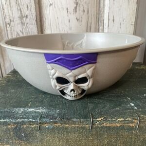 Vtg Easter Unlimited Halloween Hard Plastic Skull Candy Bowl Purple Crown